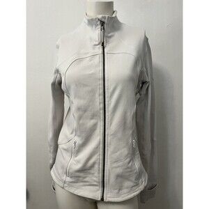 lululemon Define Jacket 8 White Zip Up Stretchy Thumbholes Workout Running Yoga